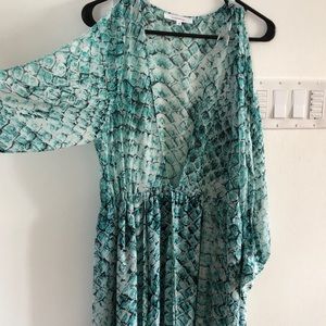 Olivaceous patterned maxi deep V dress/cover-up